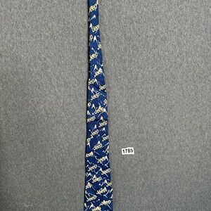 Jeep Navy Blue Tie with Cream Logo Pattern